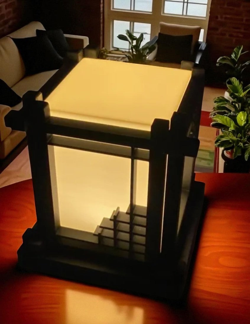 3D Printed Mini Επιτραπέζιο Φωτιστικό – Ιαπωνικό Στυλ με Αρχιτεκτονική Υπογραφή