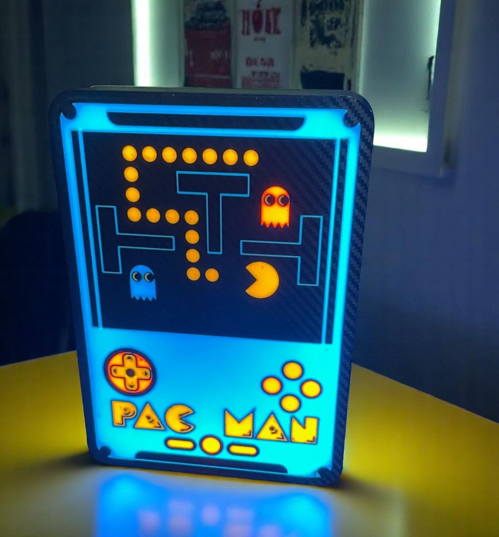Φωτιστικό Lightbox "Pac-Man Retro Console" 3D Printed – Νεορετρό Gaming Διακόσμηση