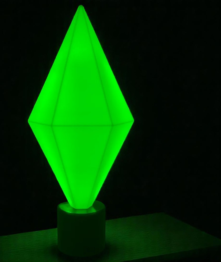 Φωτιστικό Lightbox "Sims Plumbob" 3D Printed – Gaming Διακόσμηση με LED