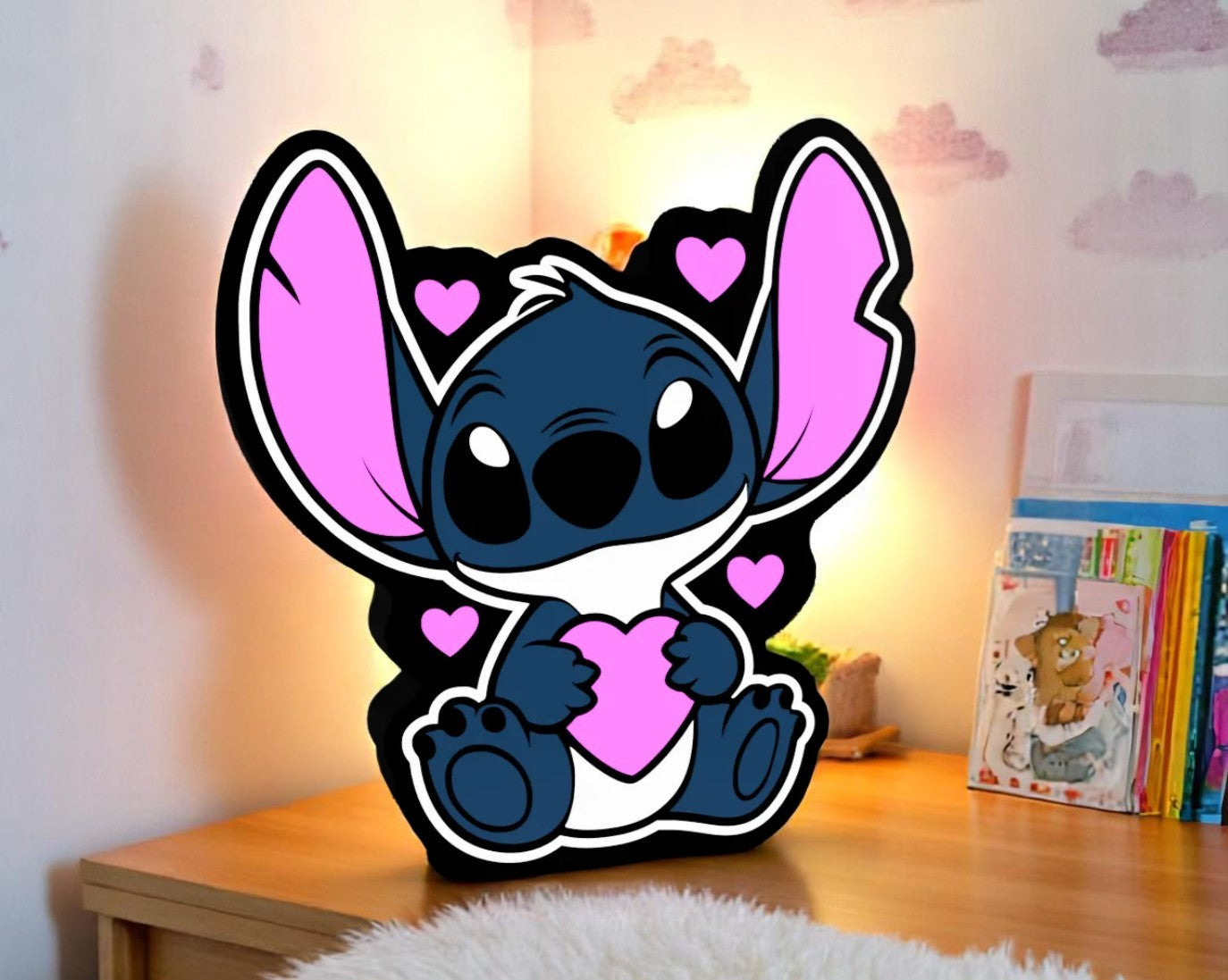 3D Φωτιστικό Stitch με Καρδιά