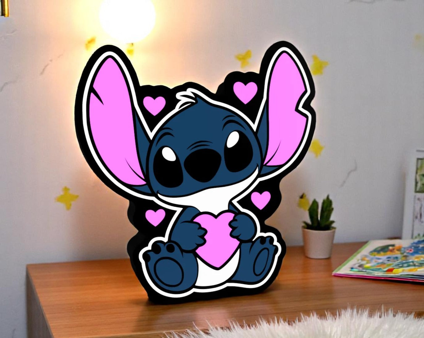 3D Φωτιστικό Stitch με Καρδιά