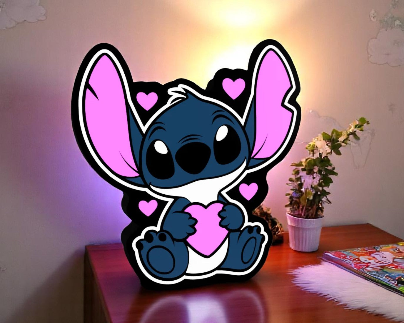 3D Φωτιστικό Stitch με Καρδιά