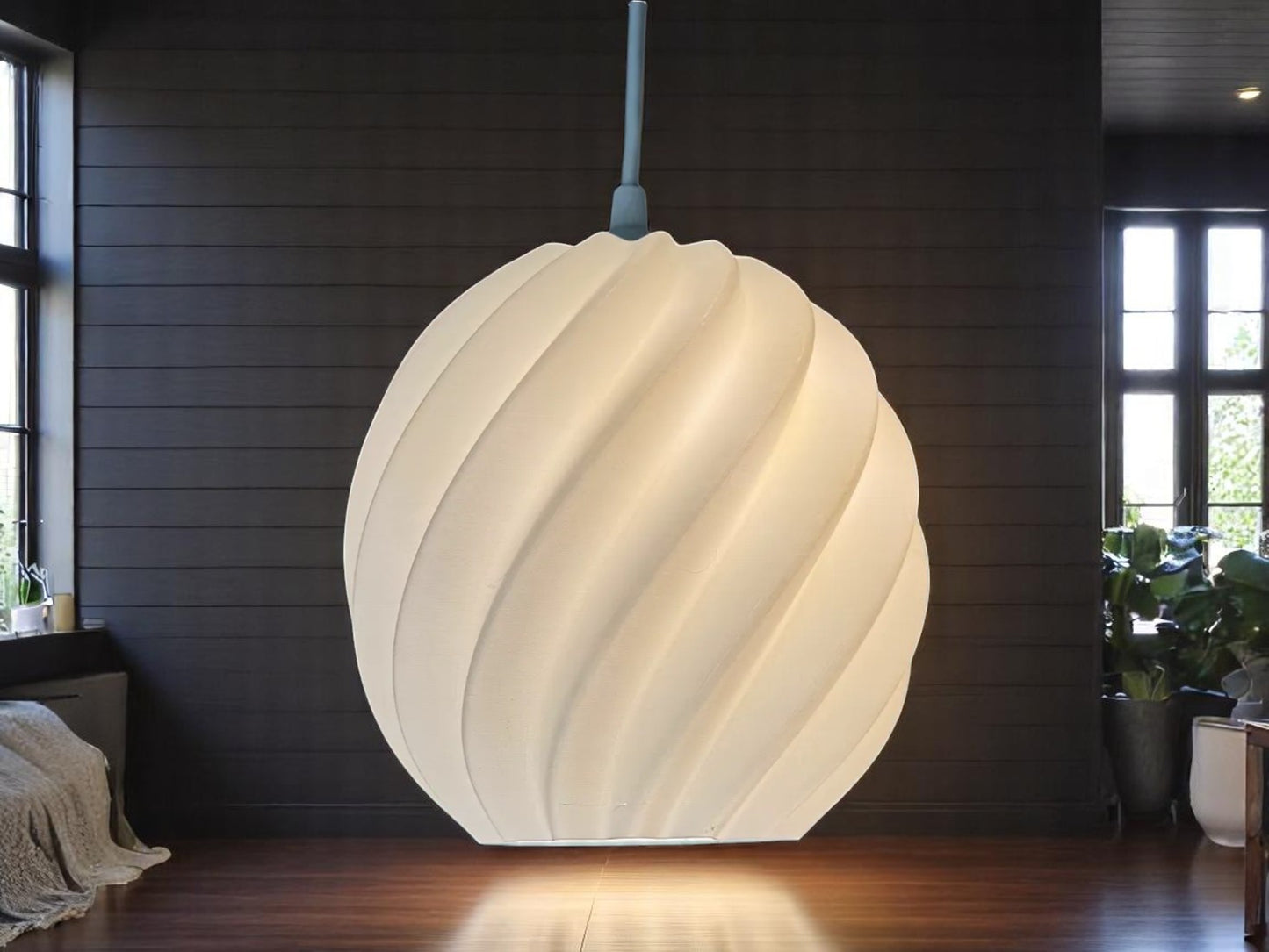 Sculptural Wave Pendant - Illuminated Artistry in 3D