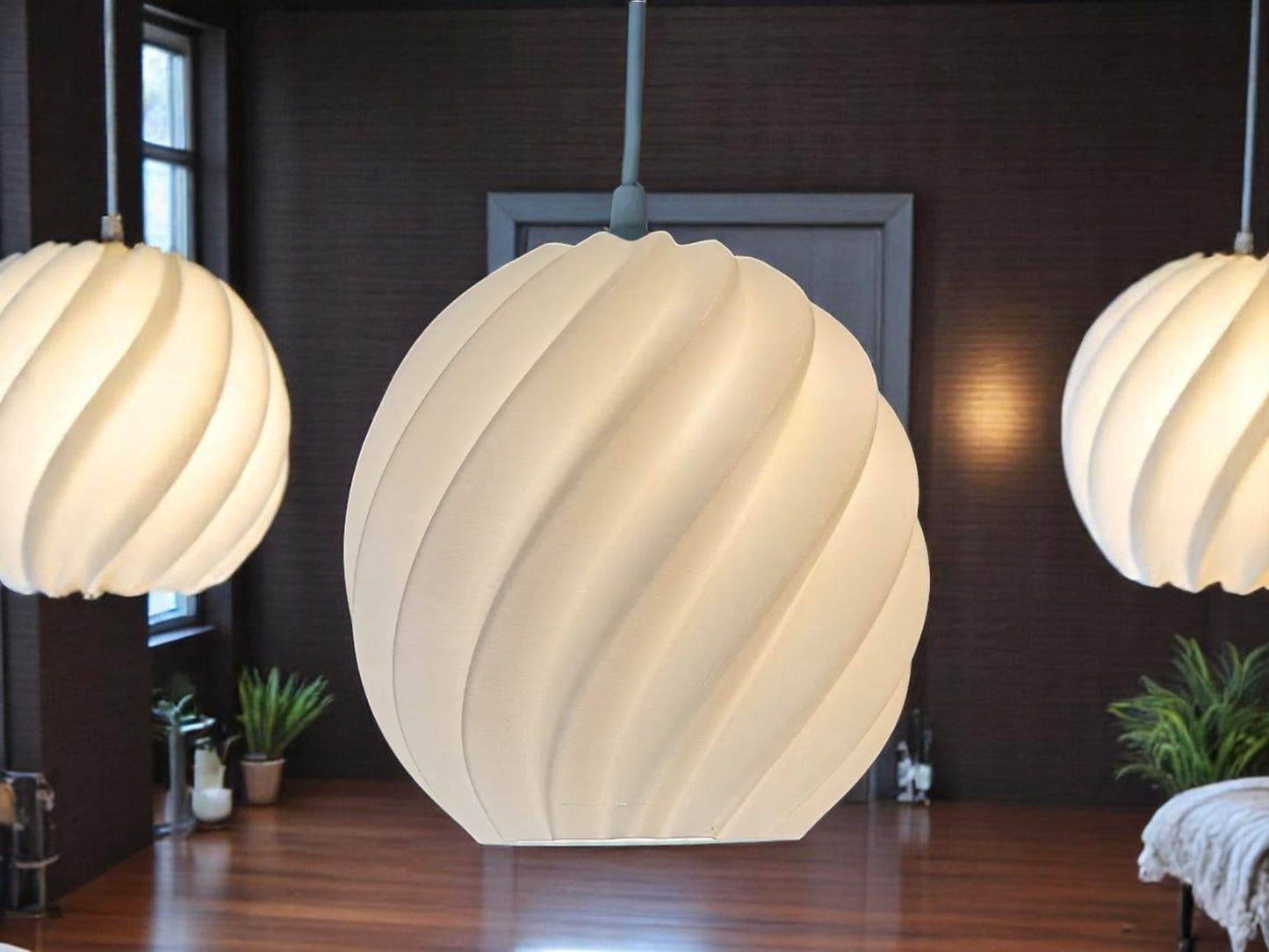 Sculptural Wave Pendant - Illuminated Artistry in 3D