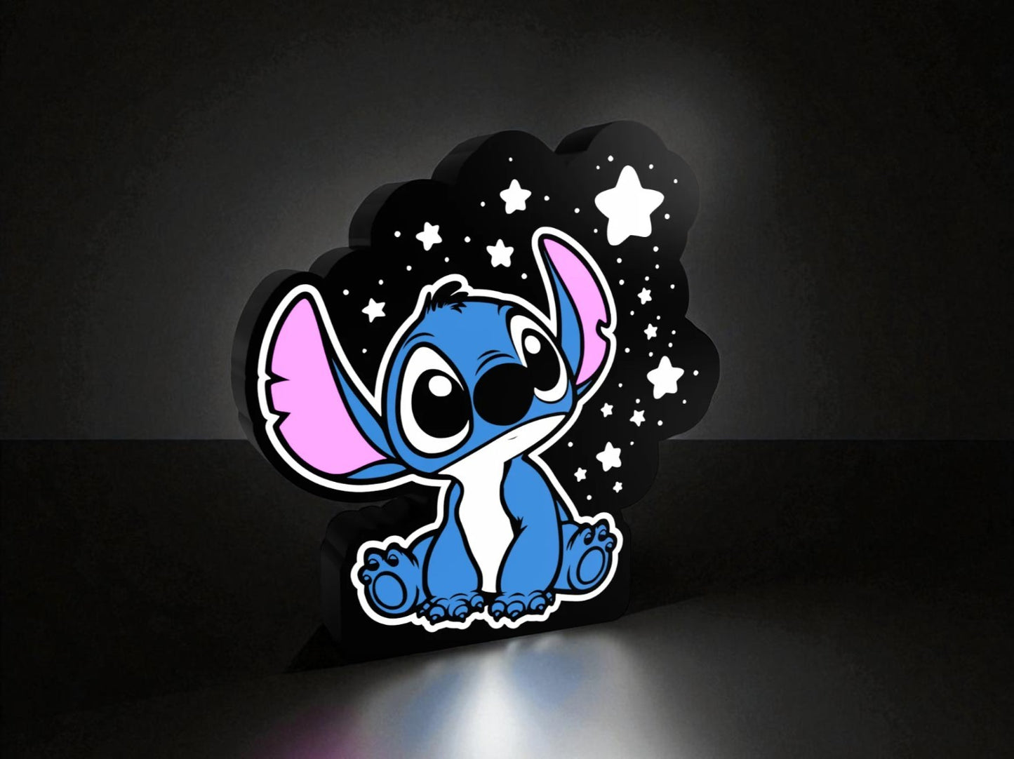 Fan Art Φωτιστικό Stitch & Αστέρια – Ονειρικό 3D Printed Lightbox