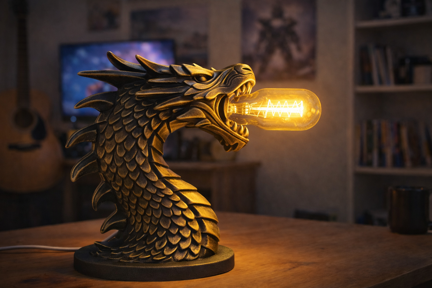 Draconis – Επιτραπέζια Λάμπα Δράκου με Ζεστό Φως