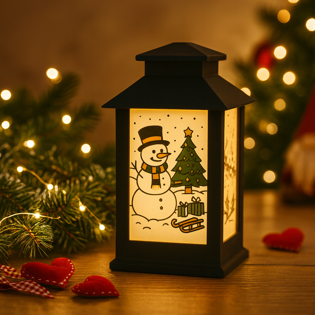 Χριστουγεννιάτικο Φανάρι με Γιορτινά Σχέδια | LED Candle Lantern | Holiday Decor