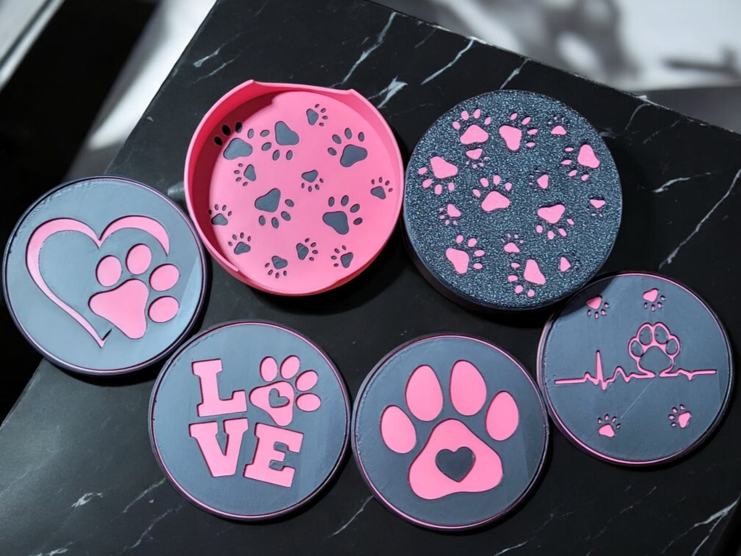 Paw Print Coasters - Pet Love in Every Sip! 🐾