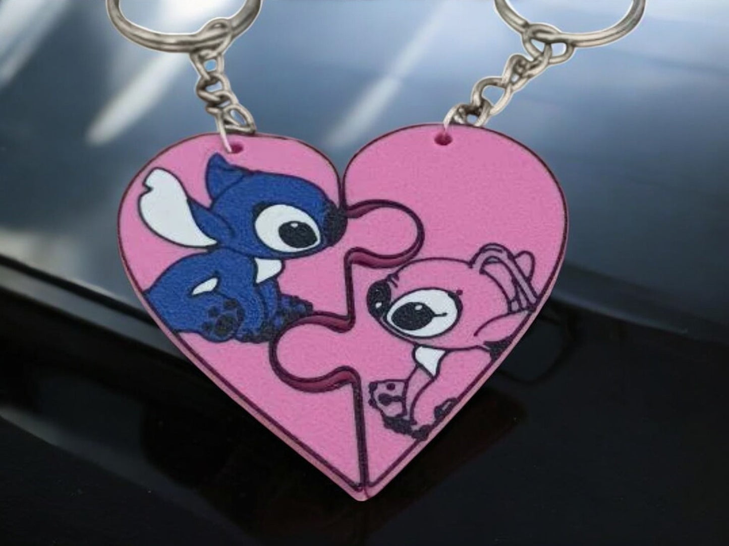 "Stitch & Angel: Broken Heart" Couple Keychain