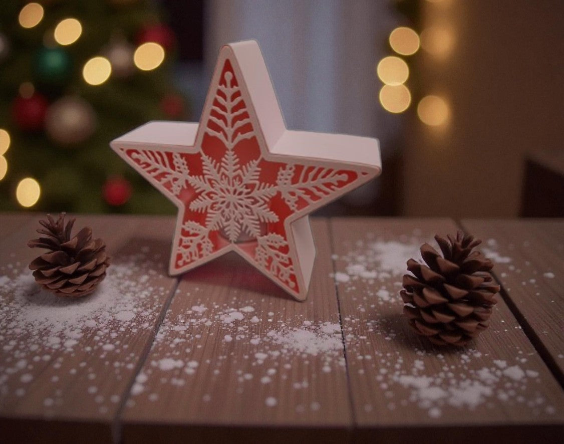 Χριστουγεννιάτικο Κηροπήγιο Αστεριού | Festive LED Tealight Decor