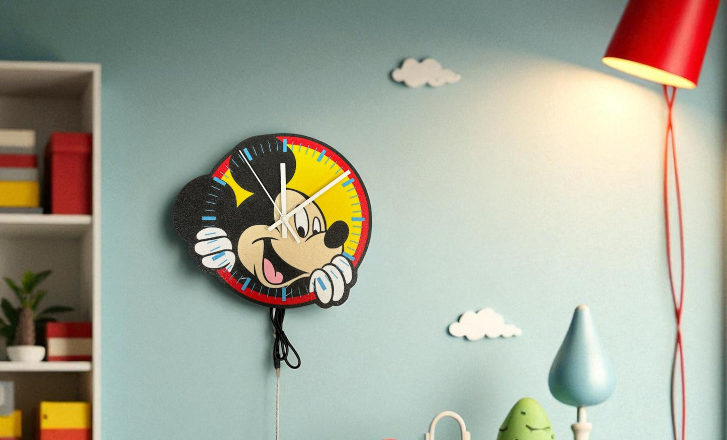 Ρολόι Τοίχου Mickey που Φωτίζει