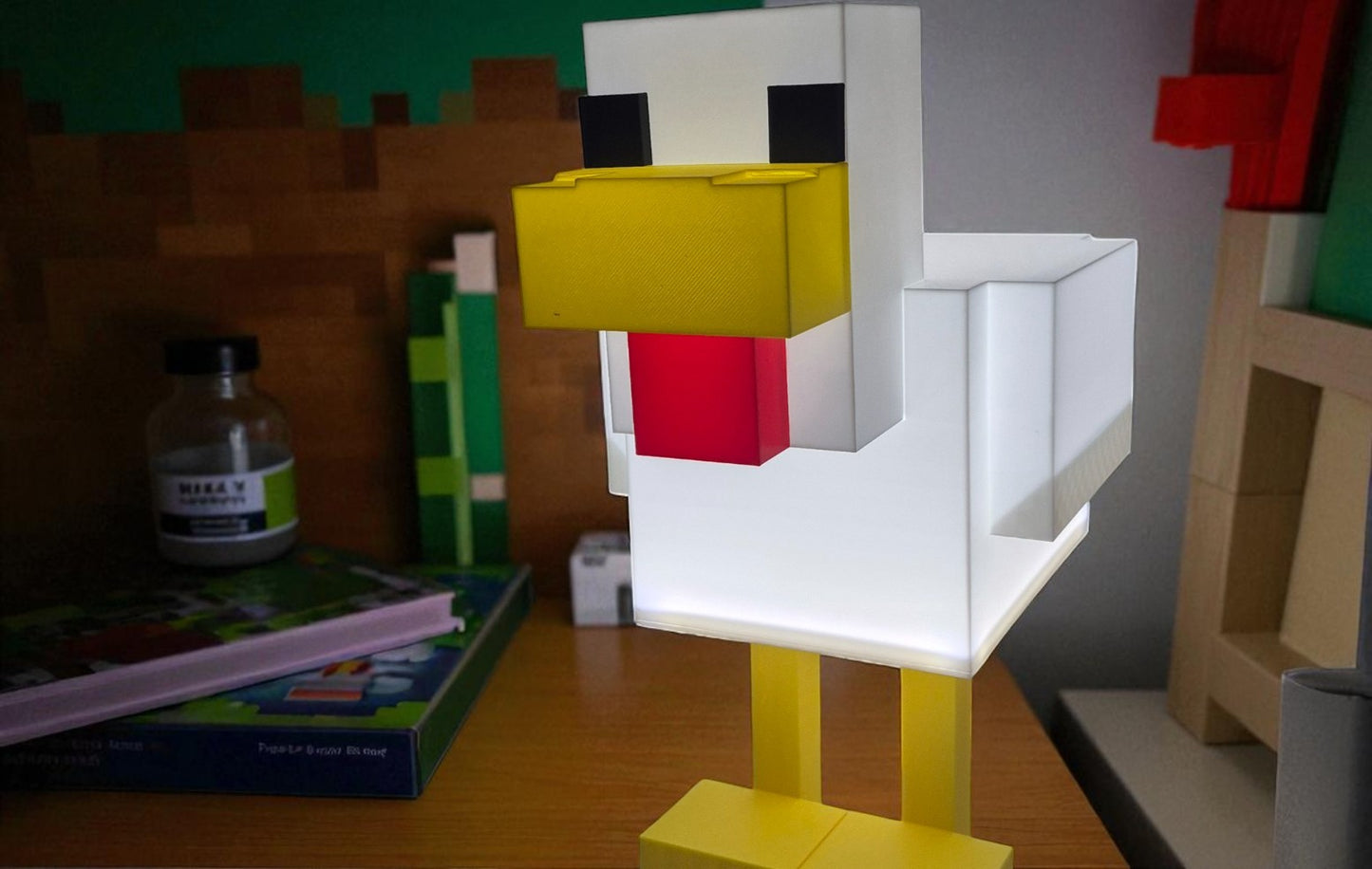 Minecraft Chicken Lamp – Epic Gaming Desk Light for True Fans