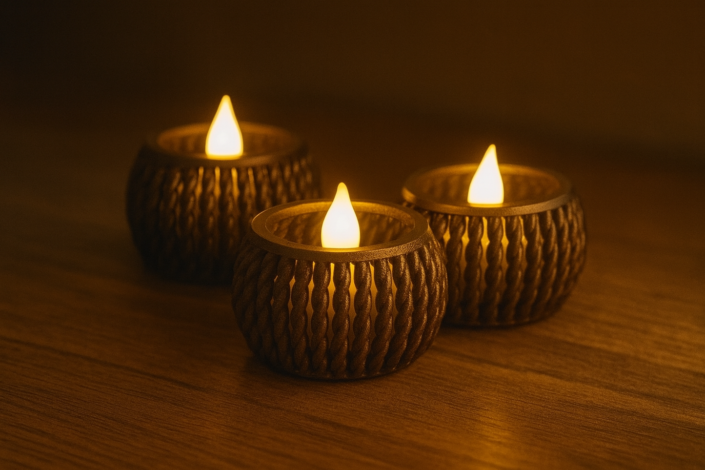 Weave Glow Candle Holder Set
