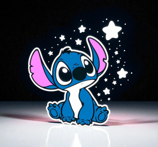 Fan Art Φωτιστικό Stitch & Αστέρια – Ονειρικό 3D Printed Lightbox