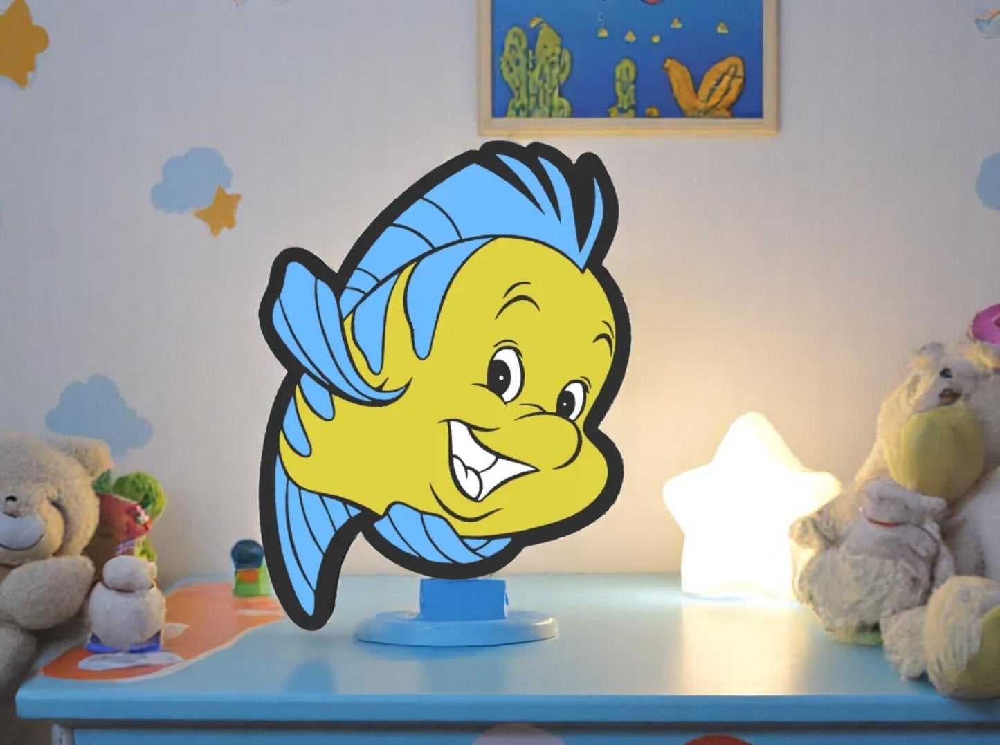 Φλάουντερ 3D LED Φωτιστικό USB - Η Μικρή Γοργόνα Disney - Παιδικό Διακοσμητικό Νυχτός