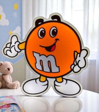 Πορτοκαλί M&M's 3D LED Φωτιστικό USB - Διασκεδαστικό Παιδικό Νυχτερινό Φως
