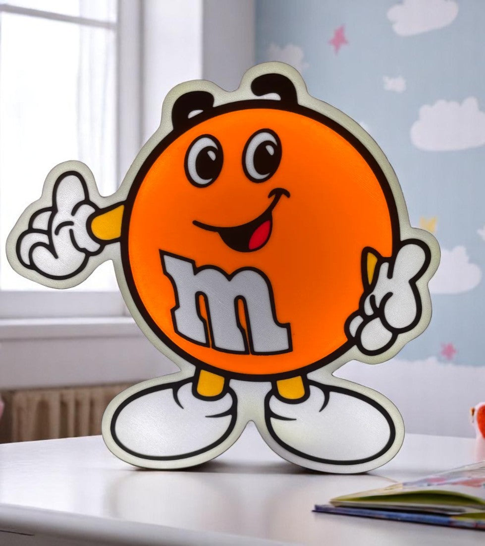 Πορτοκαλί M&M's 3D LED Φωτιστικό USB - Διασκεδαστικό Παιδικό Νυχτερινό Φως