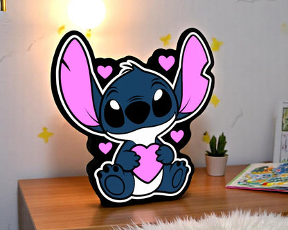 3D Φωτιστικό Stitch με Καρδιά