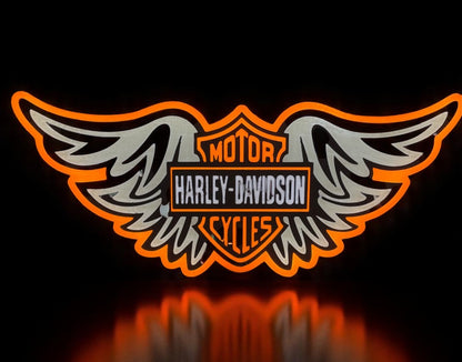 Φωτεινό Lightbox Harley-Davidson με Φτερά – Χειροποίητο Fan Art Διακοσμητικό 
