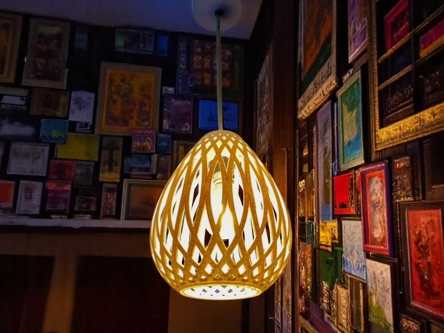 Κρεμαστό Φωτιστικό "Cocoon" - Λάμπα 3D Print με Πλεκτό Σχεδιασμό