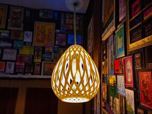 Κρεμαστό Φωτιστικό "Cocoon" - Λάμπα 3D Print με Πλεκτό Σχεδιασμό
