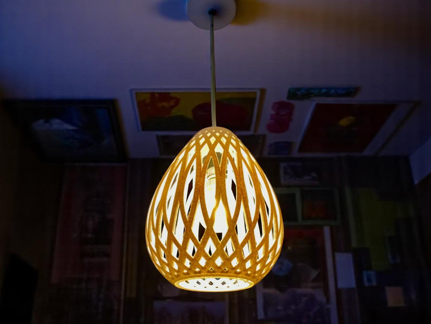 Κρεμαστό Φωτιστικό "Cocoon" - Λάμπα 3D Print με Πλεκτό Σχεδιασμό