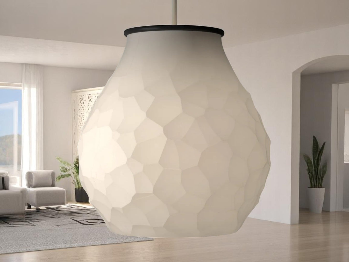 Μωσαϊκό Φωτός | Geometric Mosaic 3D Printed Pendant - Illuminated Architectural Poetry