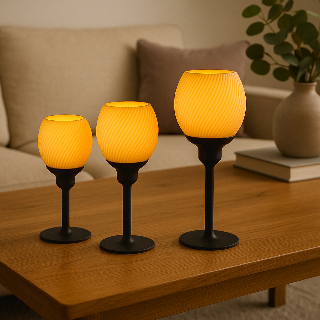 Σετ Κηροπήγια “Elegant Glow” – Μοντέρνα Απλότητα & Ζεστός Φωτισμός