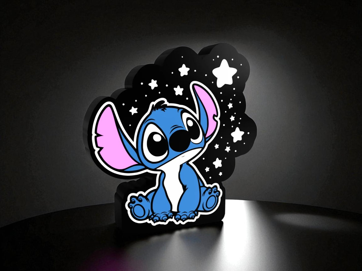 Fan Art Φωτιστικό Stitch & Αστέρια – Ονειρικό 3D Printed Lightbox