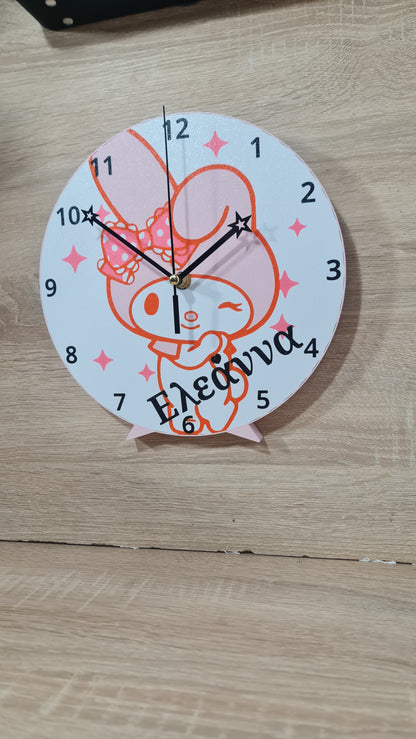 My Melody Personalized Wall & Desk Clock – Custom Name Sanrio Decor | Sweet Pink Gift for Girls