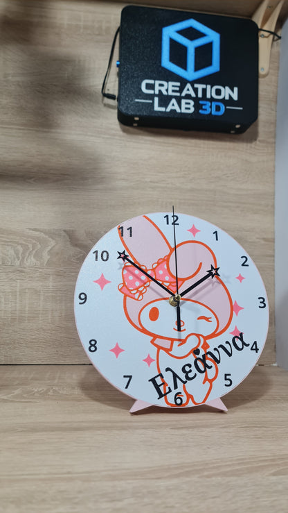 My Melody Personalized Wall & Desk Clock – Custom Name Sanrio Decor | Sweet Pink Gift for Girls