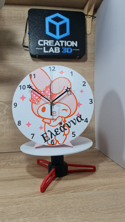 My Melody Personalized Wall & Desk Clock – Custom Name Sanrio Decor | Sweet Pink Gift for Girls