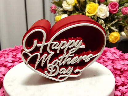 Κομψό Διακοσμητικό "Happy Mother's Day" σε Σχήμα Καρδιάς με Κόκκινη Βάση - Το Απόλυτο Δώρο Αγάπης
