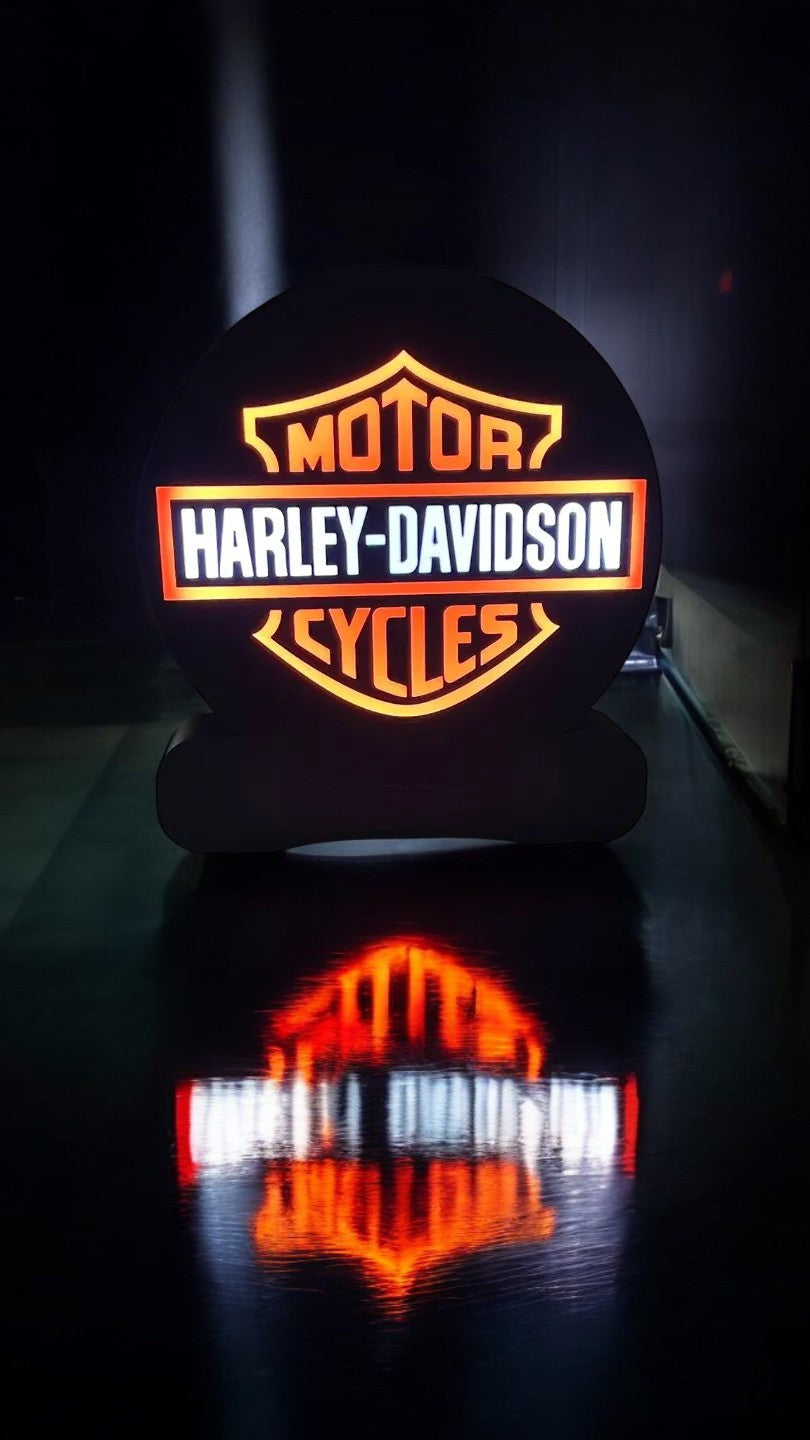 Harley-Davidson Fan Art Lightbox – Στρογγυλό 3D Printed Διακοσμητικό Φως με USB