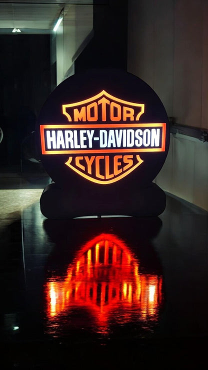 Harley-Davidson Fan Art Lightbox – Στρογγυλό 3D Printed Διακοσμητικό Φως με USB
