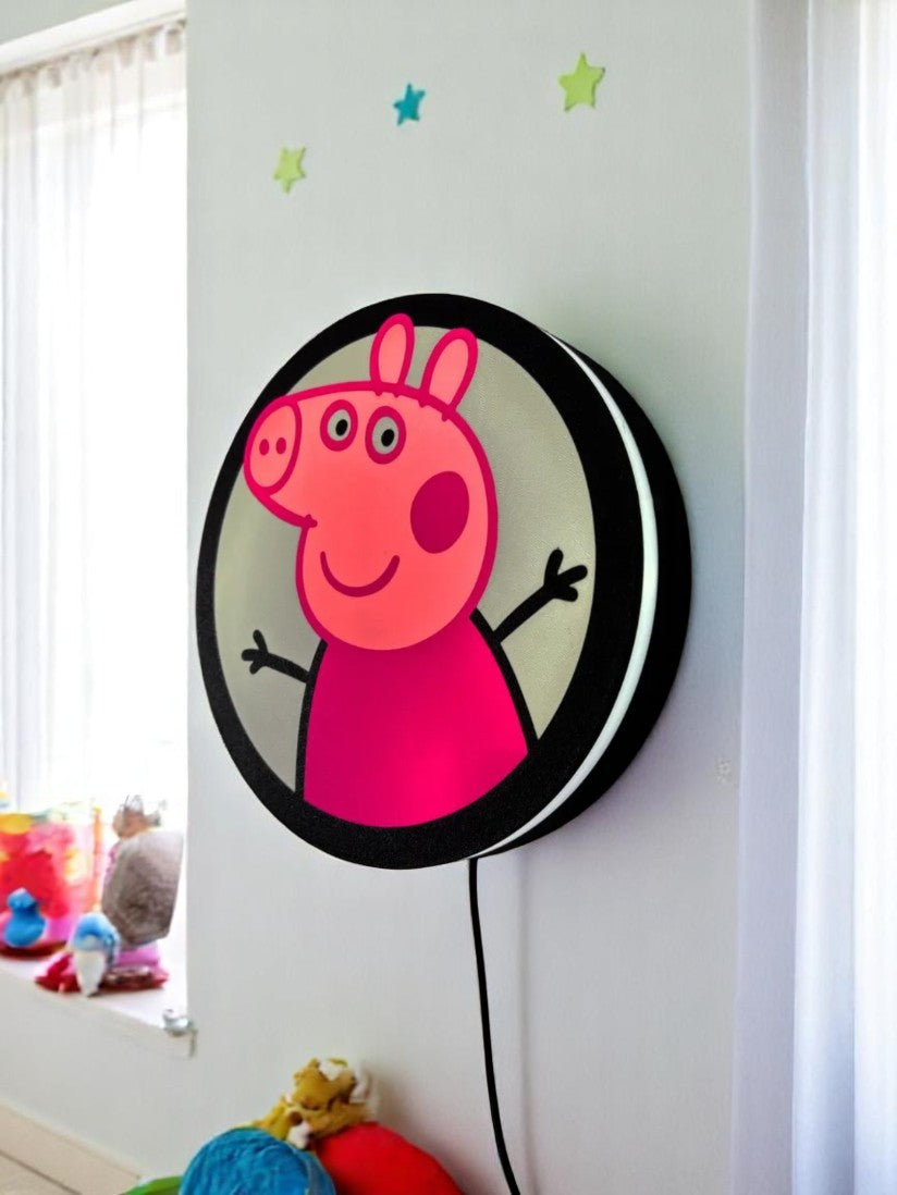 Παιδική Λάμπα Τοίχου 3D Peppa Pig με USB Καλώδιο