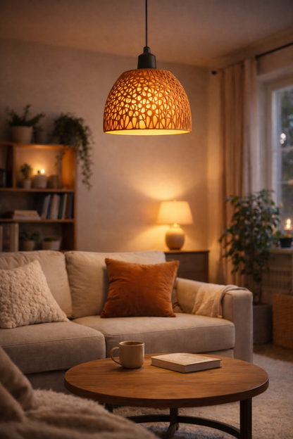 Κρεμαστό Φωτιστικό Οροφής με Διάτρητο Μοτίβο – Ζεστό Ατμοσφαιρικό Φως