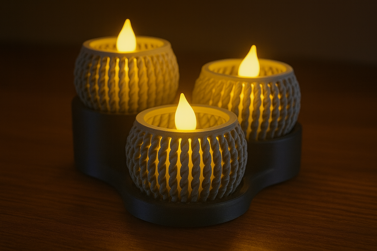 Weave Glow Candle Holder Set