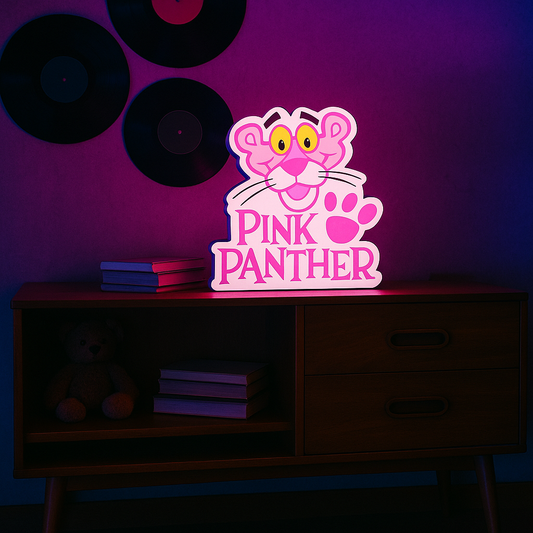 Ρετρό Φωτιζόμενο Κουτί Pink Panther | Handmade Lamp | Retro Decor Gift