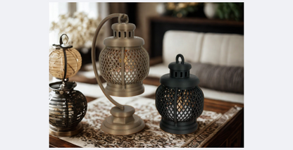 Vintage Glow Lantern Set – Premium Χειροποίητο Σετ Διακοσμητικών Φαναριών με Βάση /Lantern Duo