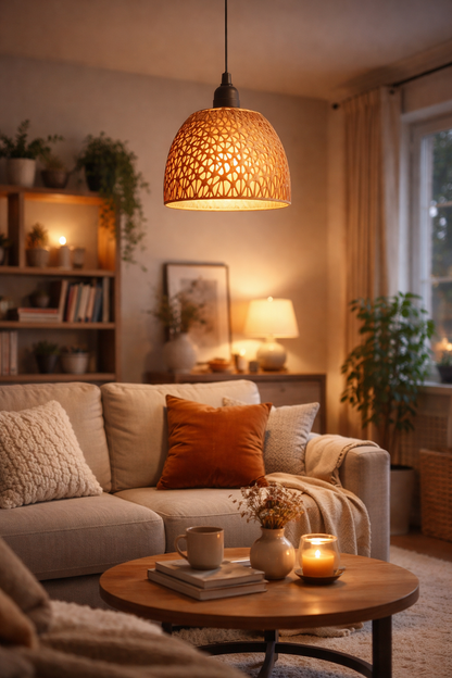 Κρεμαστό Φωτιστικό Οροφής με Διάτρητο Μοτίβο – Ζεστό Ατμοσφαιρικό Φως