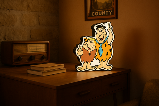 Ρετρό Φωτιζόμενο Κουτί Flintstones | Handmade Lamp | Vintage Cartoon Decor