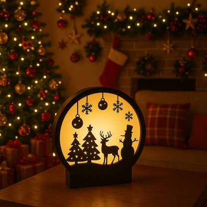 Χριστουγεννιάτικη Επιτραπέζια Λάμπα Σκηνής – Warm Holiday Glow