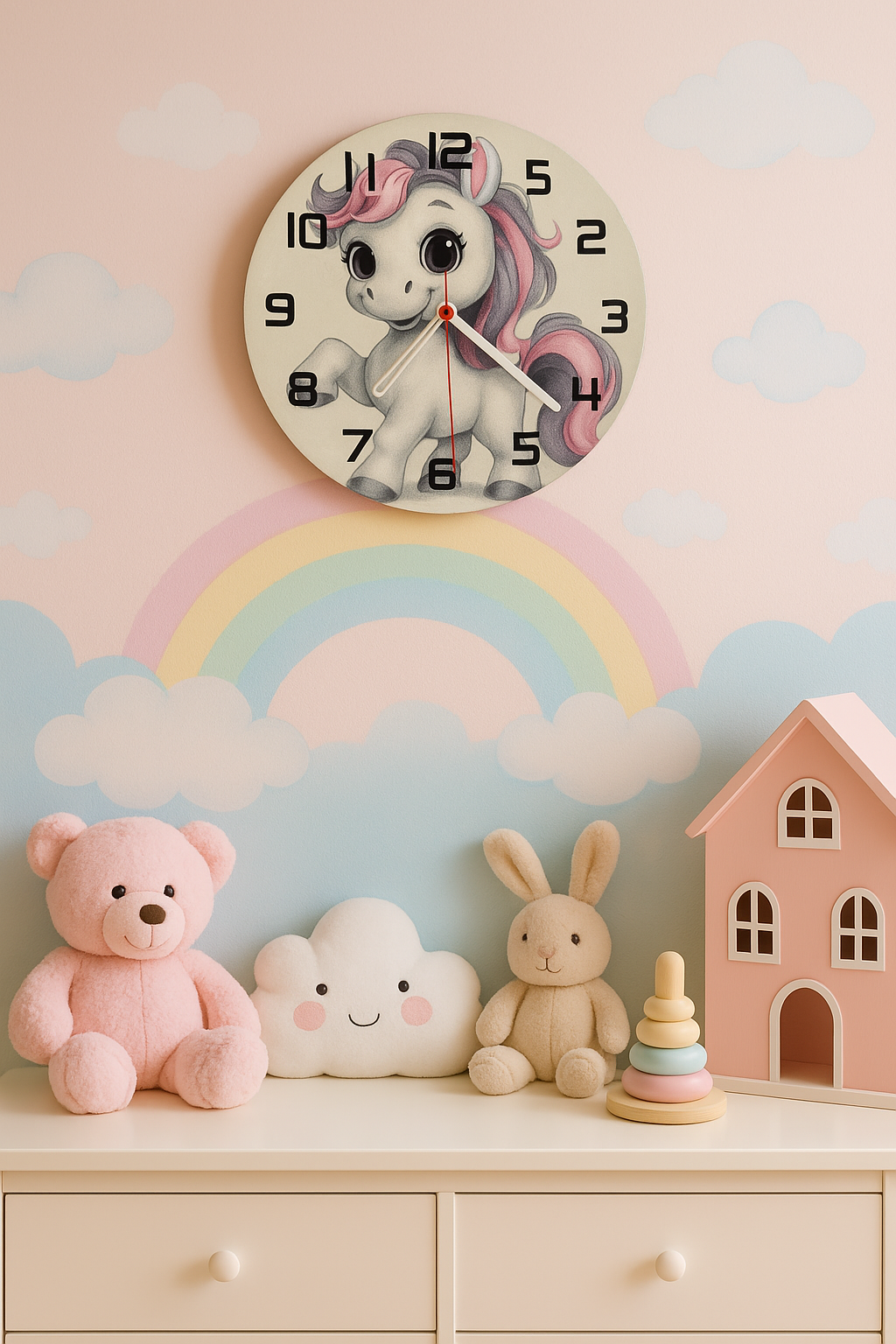 Παιδικό Ρολόι Τοίχου Μονόκερος | Cute Room Decor | Personalized Gift Option