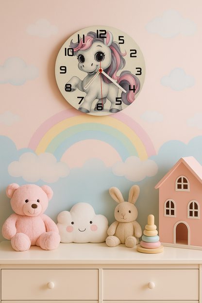 Παιδικό Ρολόι Τοίχου Μονόκερος | Cute Room Decor | Personalized Gift Option