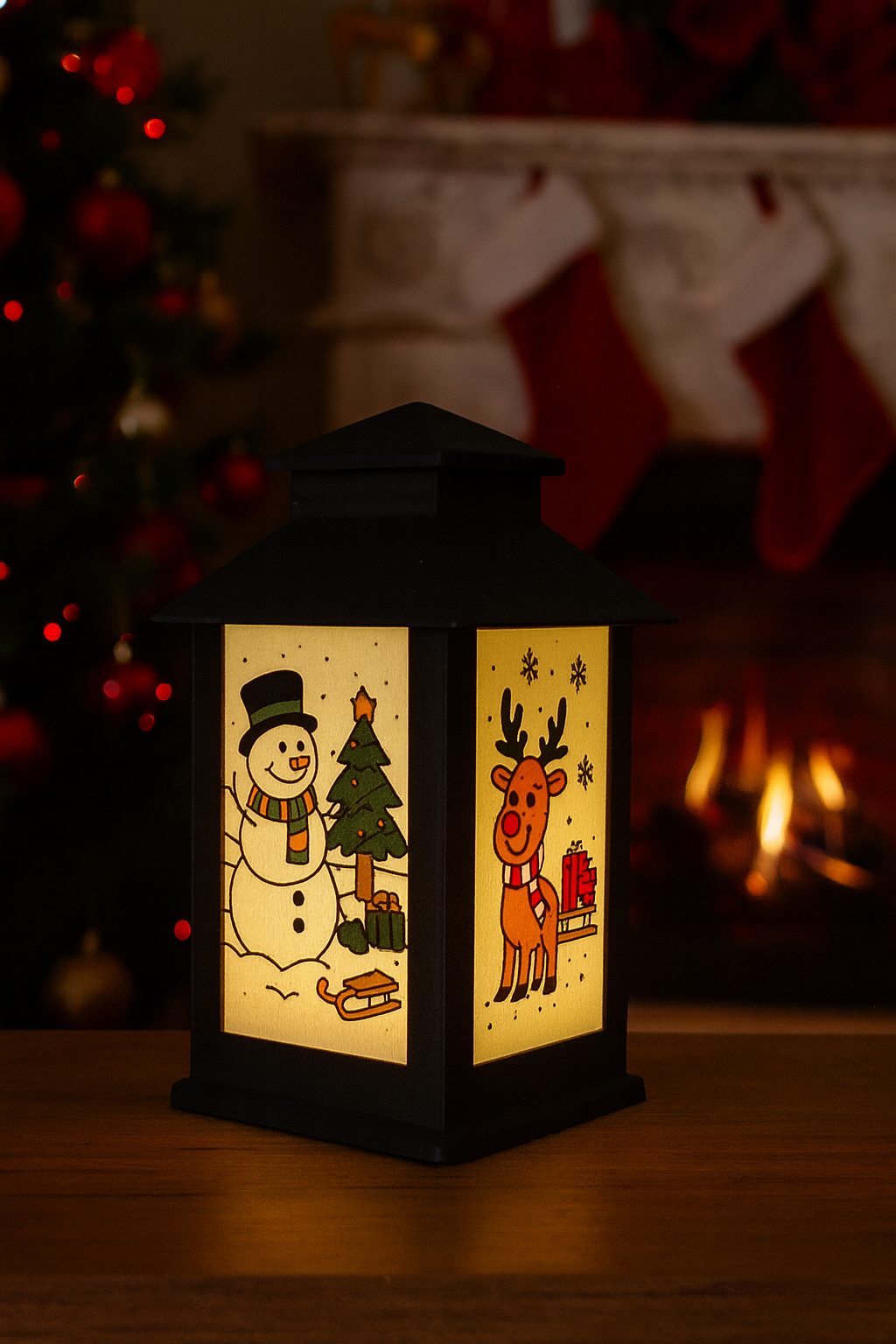Χριστουγεννιάτικο Φανάρι με Γιορτινά Σχέδια | LED Candle Lantern | Holiday Decor