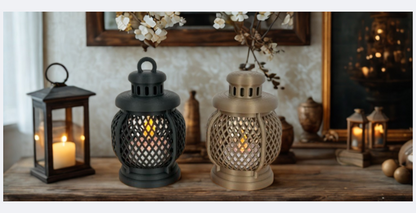 Vintage Glow Lantern Set – Premium Χειροποίητο Σετ Διακοσμητικών Φαναριών με Βάση /Lantern Duo