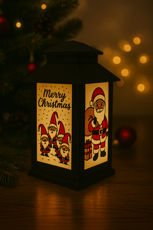Χριστουγεννιάτικο Φανάρι με Γιορτινά Σχέδια | LED Candle Lantern | Holiday Decor