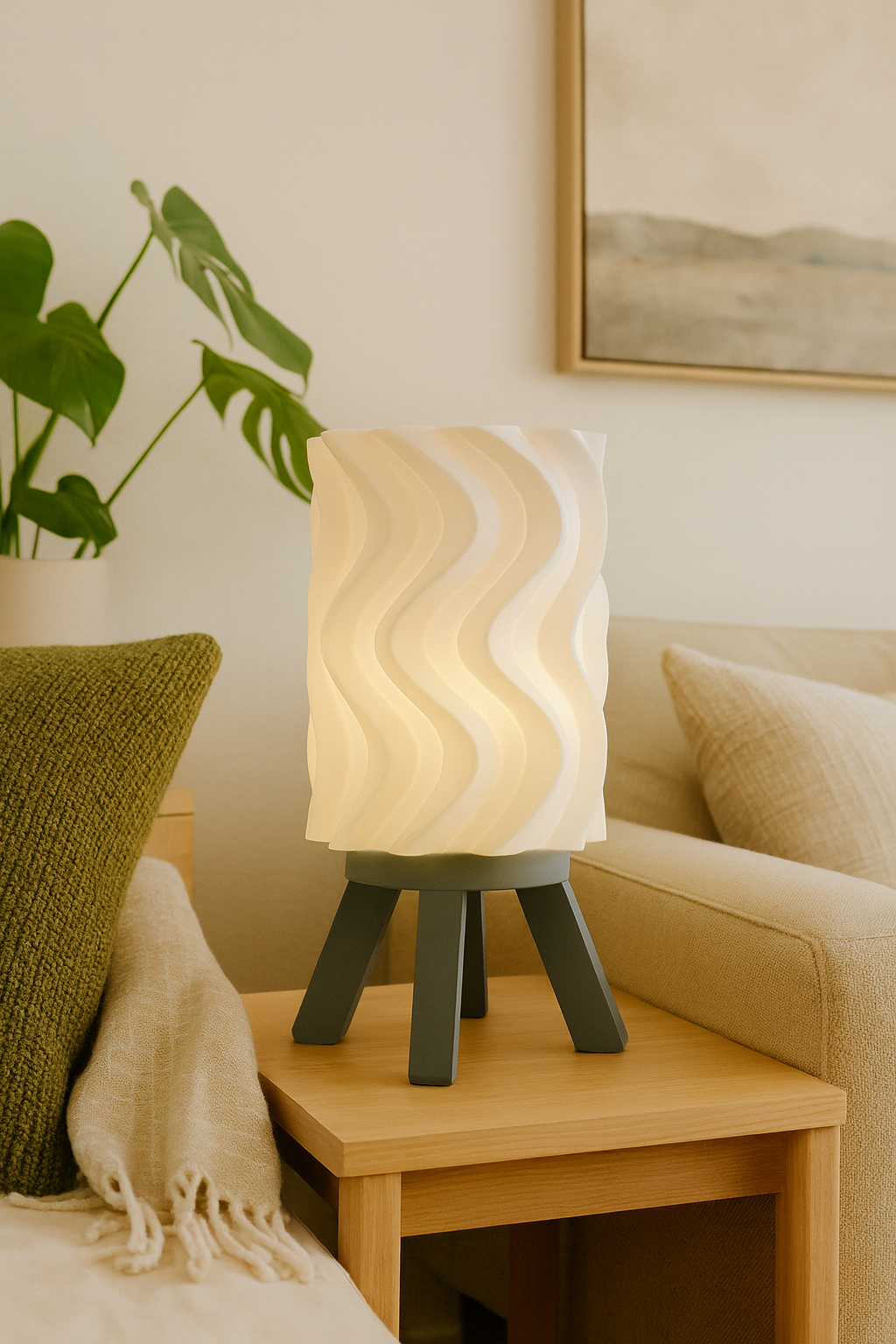 Επιτραπέζιο Φωτιστικό “Wave Serenity” – Μοντέρνο Κυματιστό Design με Ζεστό Απαλό Φως