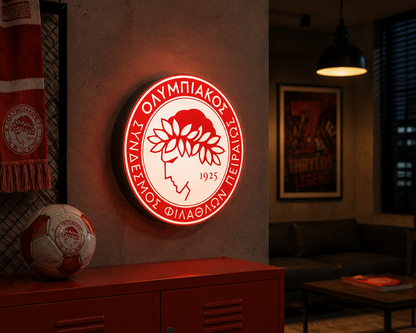 Olympiacos LED Light – Φωτιζόμενο Διακοσμητικό  Ολυμπιακού | Olympiacos Logo Light